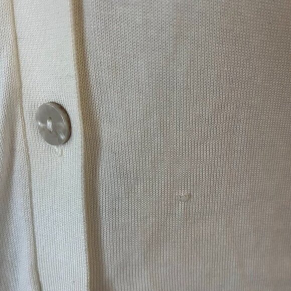 Mango Silk-Blend Ribbed Cardigan Ecru | Size L | Flawed - Picture 7 of 13